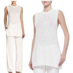 Theory - Meenaly Sleeveless Loose Knit Sweater in Ivory Size Medium